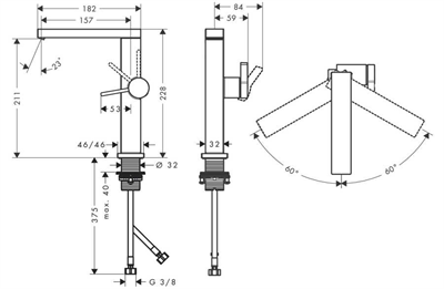 TECTURİS E LAVABO BATARYASI 210 KROM