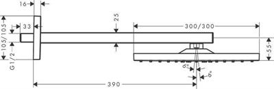 RD E 300 1JET TEPE DUŞU DUŞ DİR. 390MM M.SİYH KROM