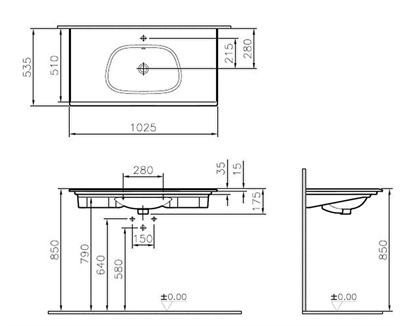 FRAME ETAJERLİ LAVABO 100 CM - BEYAZ