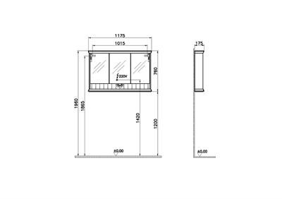 VALARTE DOLAPLI AYNA, 120 CM, MAT FİLDİŞİ