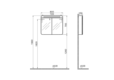 SENTO DOLAPLI AYNA, 80 CM, MAT FİYORD YEŞİL