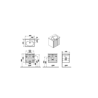 ROOT GROOVE LAVABO DOLABIÇK 80 CM MAT LACİVERT