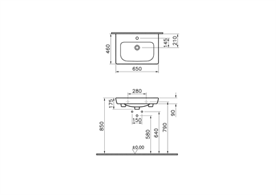 S20 ETAJERLİ LAVABO, 65 CM