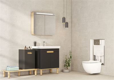 SENTO AYDINLATMALI DOLAPLI AYNA 80CM MAT ANTRASİ