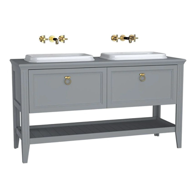 VALARTE LAVABO DOLABI 150CM ÇİFT ÇEKMECELİ MAT GRİ