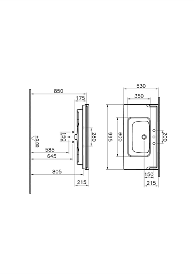 VALARTE ETAJERLİ LAVABO100 CM3 ARM.DLİ,SU TAŞ