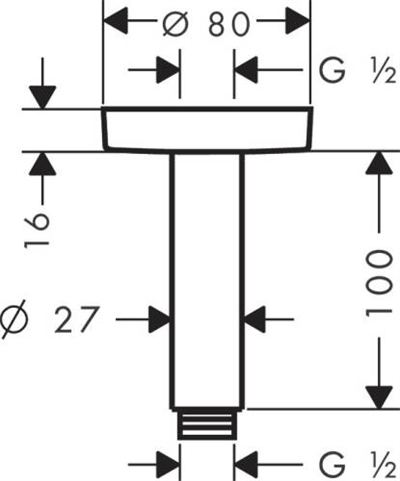 S 100MM TAVAN BAĞLANTISI SATİN SİYAH