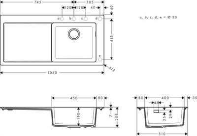 S514-F450 TEZGAH ÜSTÜ EVİYE 450 DAMLALIK