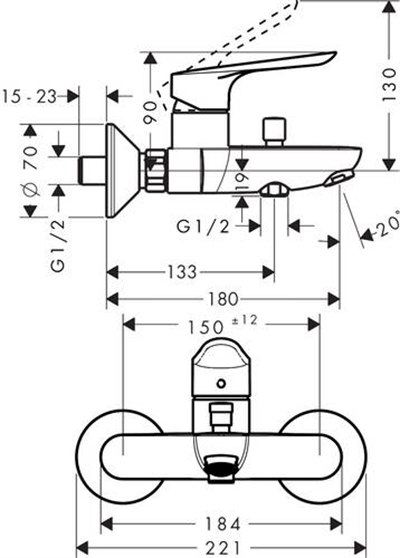 LOGİS E TEK KOL APLİKE BANYO BATARYASI