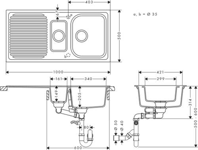 S52 S520-F525 ANKASTRE EVİYE OTOMATK GİDER SET İLE
