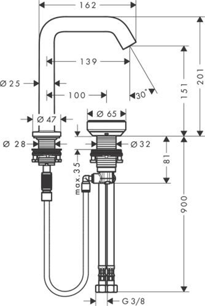 TECTURİS S 2 DELİKLİ LAVABO BATARYASI 150 COOLS.