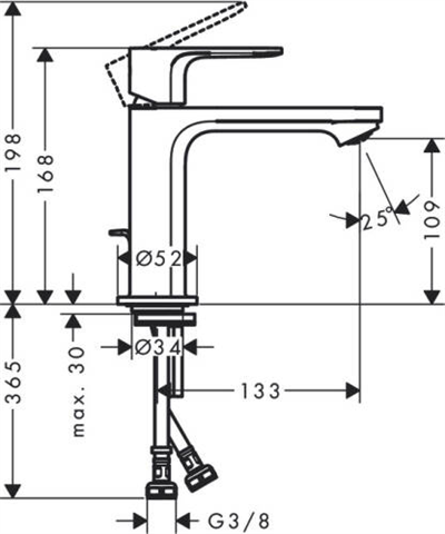 REBRİS S TEK KOL LAVABO BATARYASI 110 K.DALI KROM