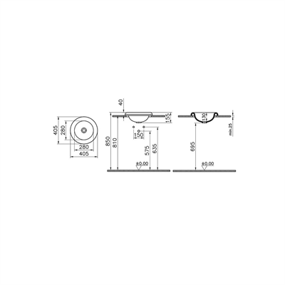 TEZGAHÜSTÜ LAVABO 40 CMARMATÜR DELİKSİZ