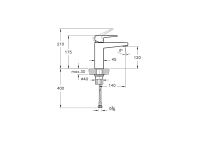 ROOT SQUARE LAVABO BATARYASI MAT SİYAH(YÜKSEK)