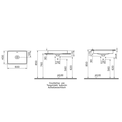 METROPOLE TEZGAHALTI LAVABO 60 CM