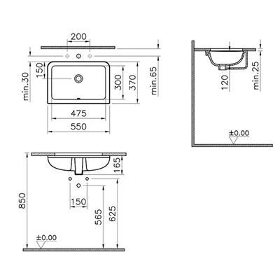 S20 TEZGAHALTI LAVABO, 48 CM
