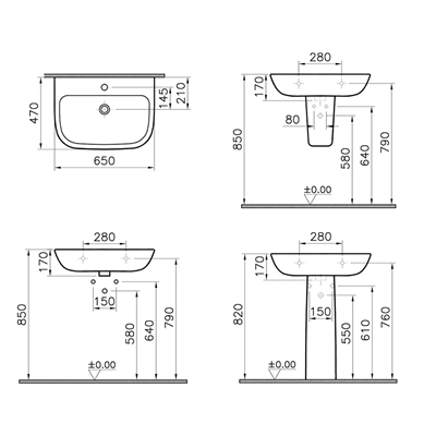S20 LAVABO, 65 CM