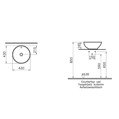 OPTİONS ÇANAK LAVABO 43 CM BEYAZ