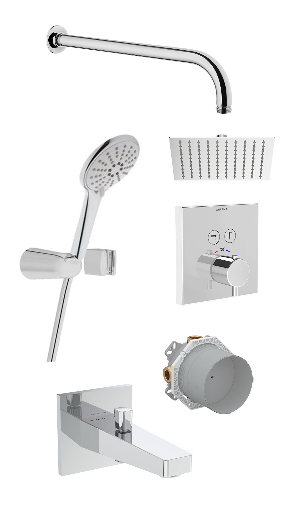 AQUA CONTROL SQUARE ANKASTRE TERMOSTATİK DUŞ SETİ