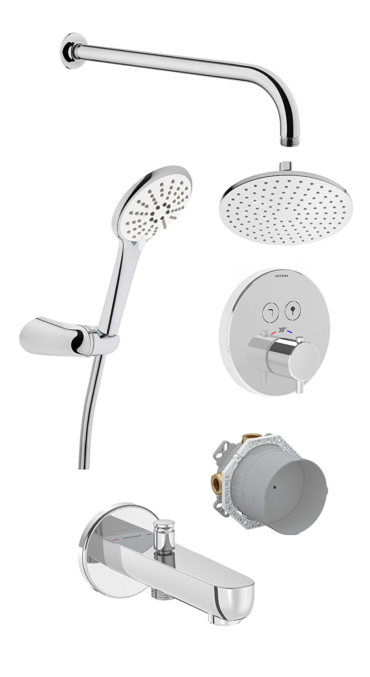 AQUA CONTROL ROUND ANKASTRE TERMOSTATİK DUŞ SETİ