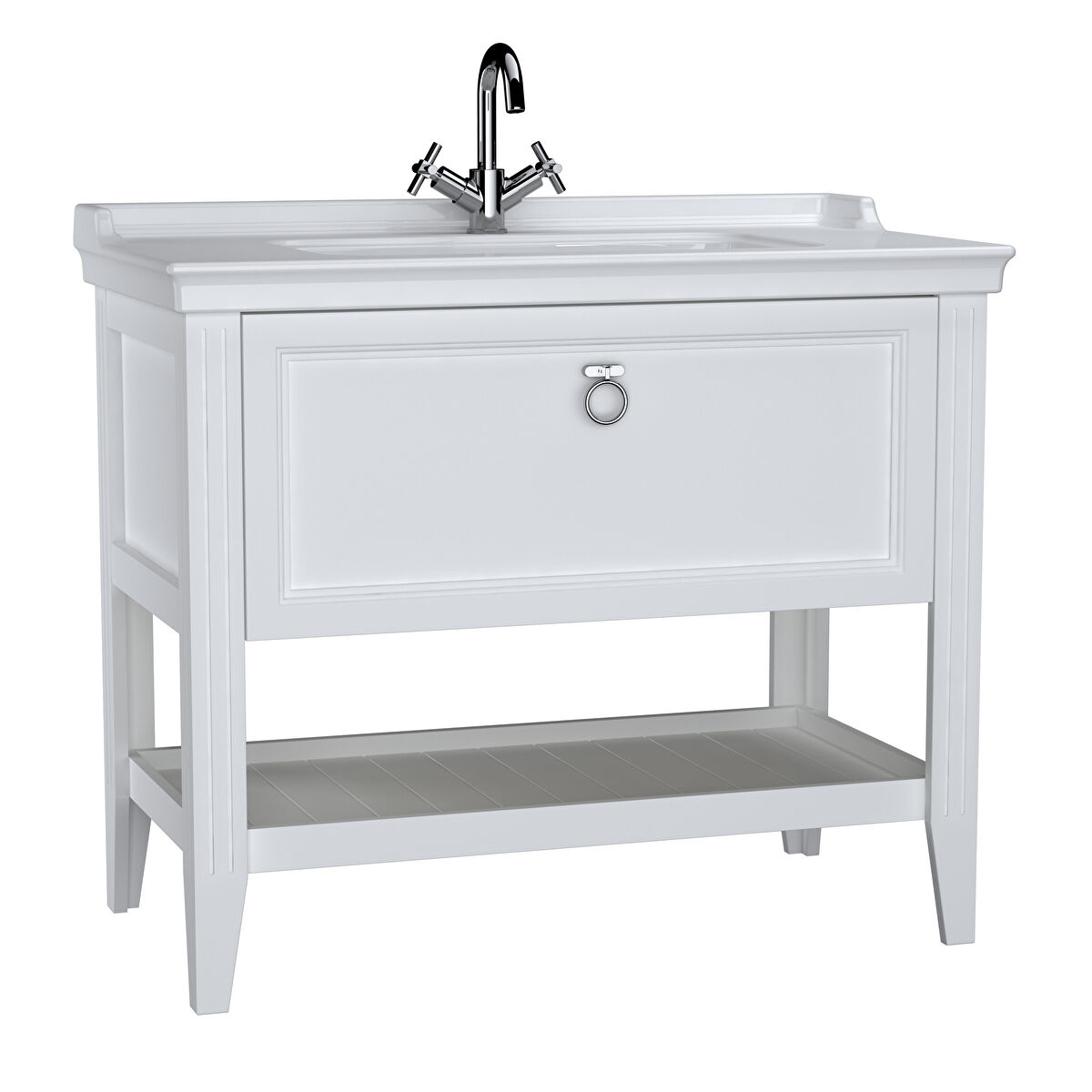 VALARTE LAVABO DOLABI, 100 CM, ÇEKMECELİ MAT BEYAZ