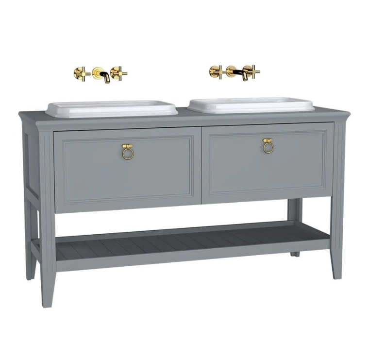 VALARTE LAVABO DOLABI 150CM ÇİFT ÇEKMECELİ MAT GRİ