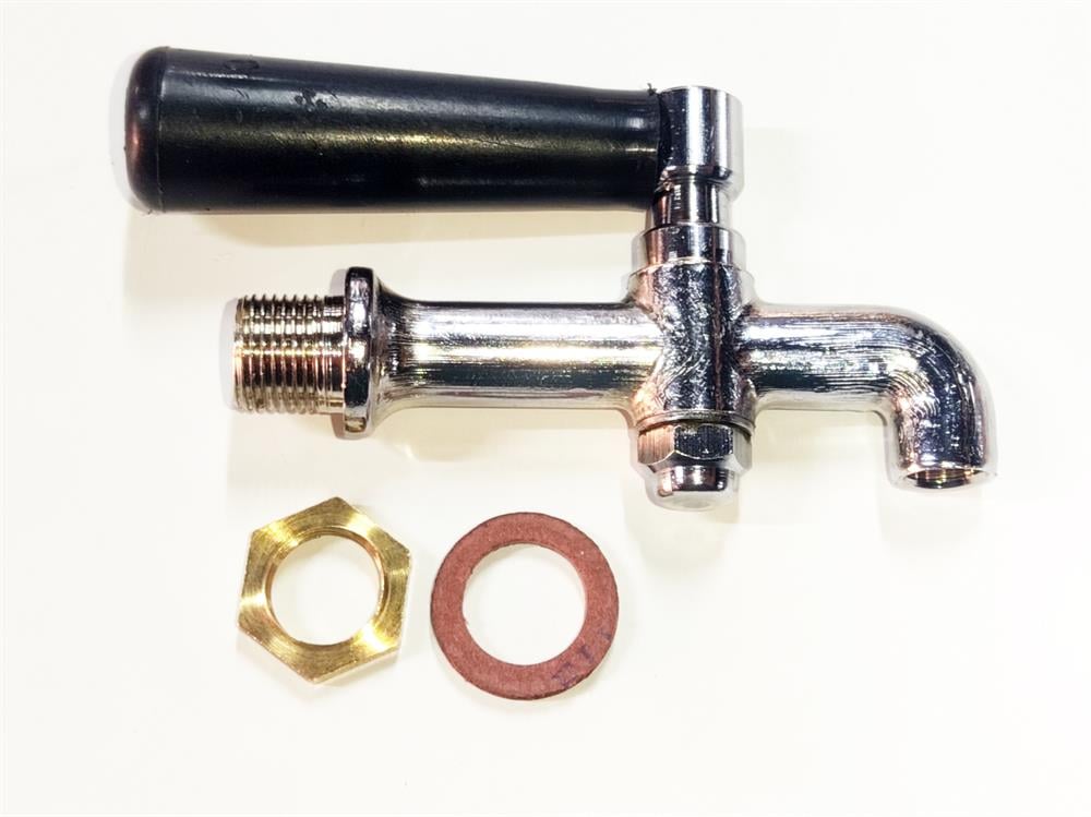 12x1mm Rear-Thread Metal Samovar Tap – Twist Handle – Black Finish – No Indicator
