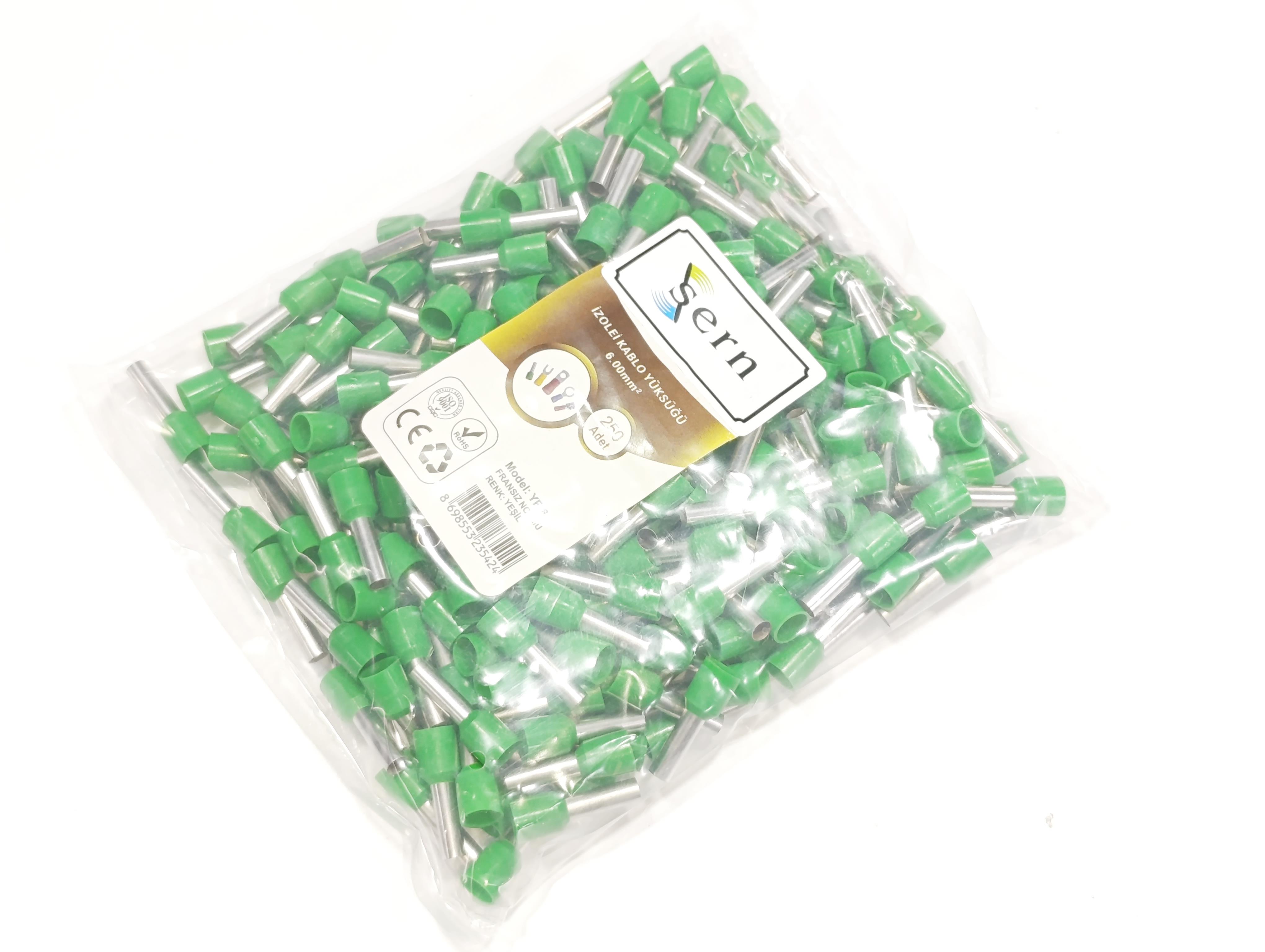 07.Cable Ferrules6mm Insulated Single Wire Ferrules – French Standard – Green – Pack of 2506mm Insulated Single Wire Ferrules – French Standard – Green – Pack of 250