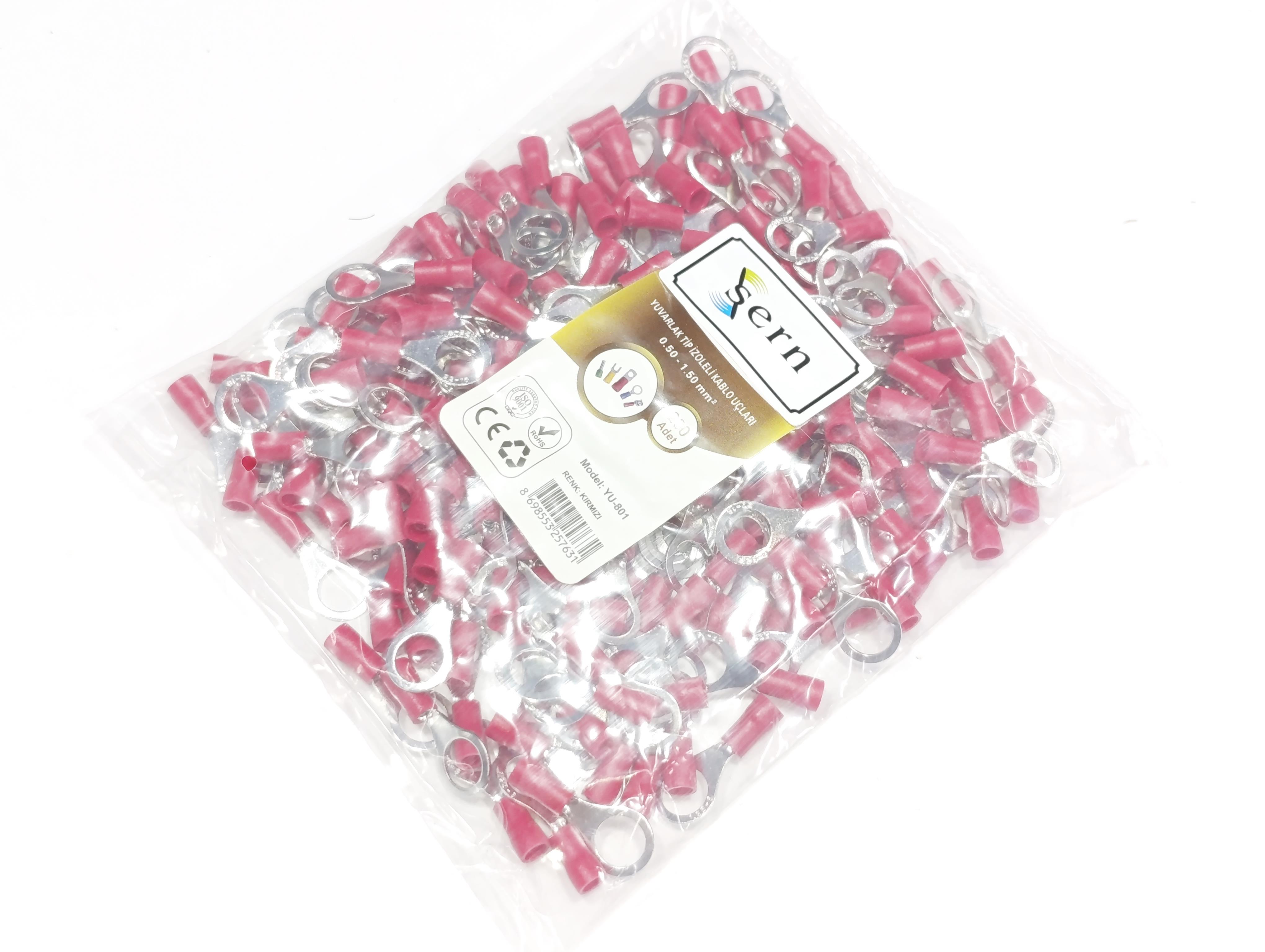  08.Insulated Cable EndsM8 (0.50 x 1.50 mm²) Round Type Insulated Cable End Terminals Red Colour – 1 Pack – 200 PiecesM8 (0.50 x 1.50 mm²) Round Type Insulated Cable End Terminals Red Colour – 1 Pack – 200 Pieces