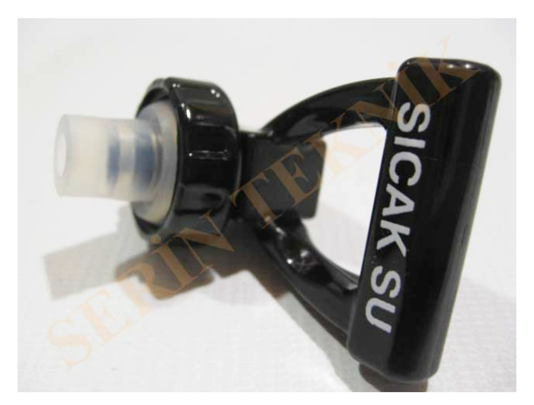 Small Plastic Samovar Tap Spout Head with Hot Water Label