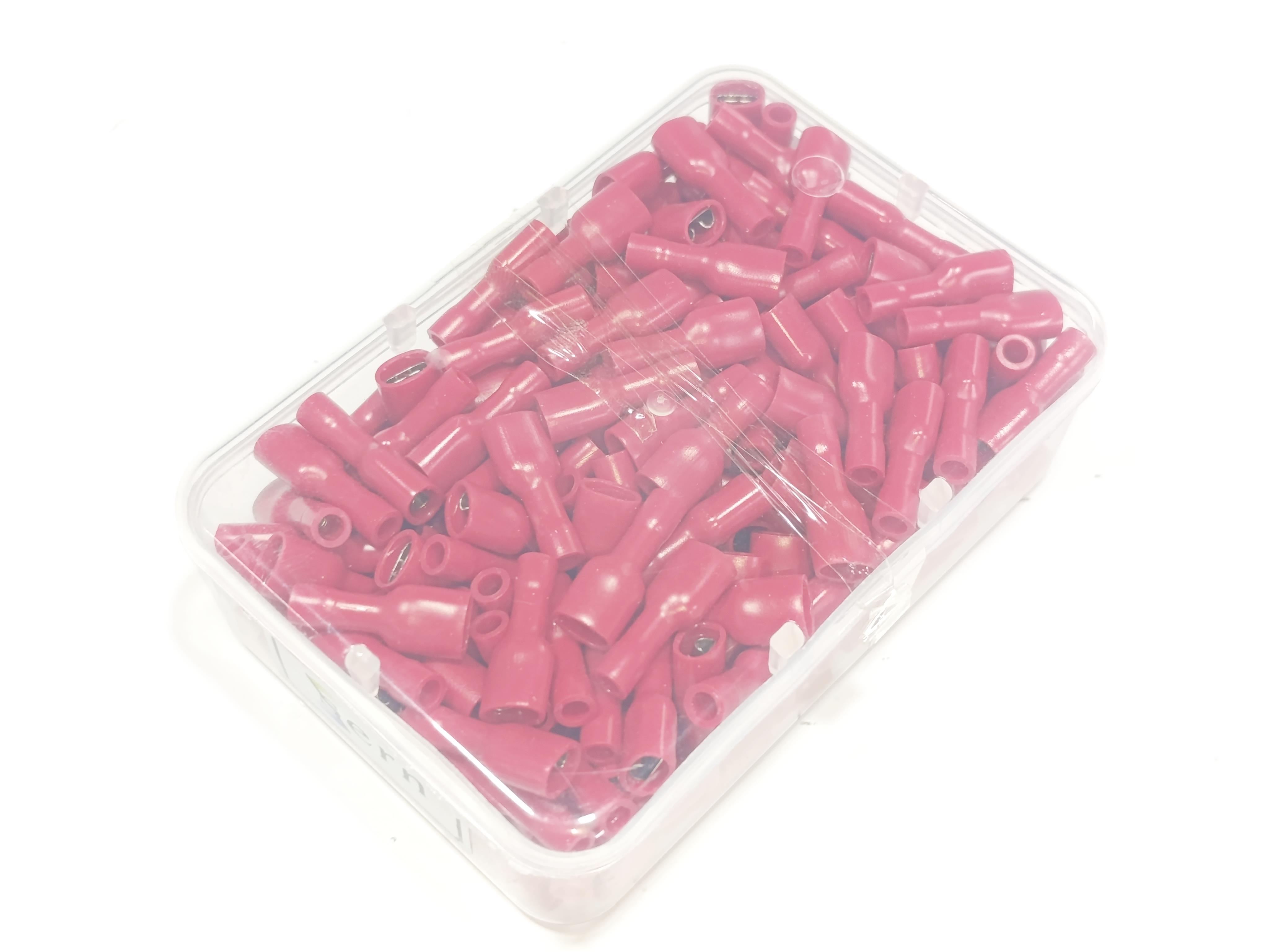  08.Insulated Cable Ends0.8 x 6.35 Fully Insulated Female Spade Terminal 0.50 x 1.50 mm² Red Colour – 1 Pack – 200 Pieces0.8 x 6.35 Fully Insulated Female Spade Terminal 0.50 x 1.50 mm² Red Colour – 1 Pack – 200 Pieces