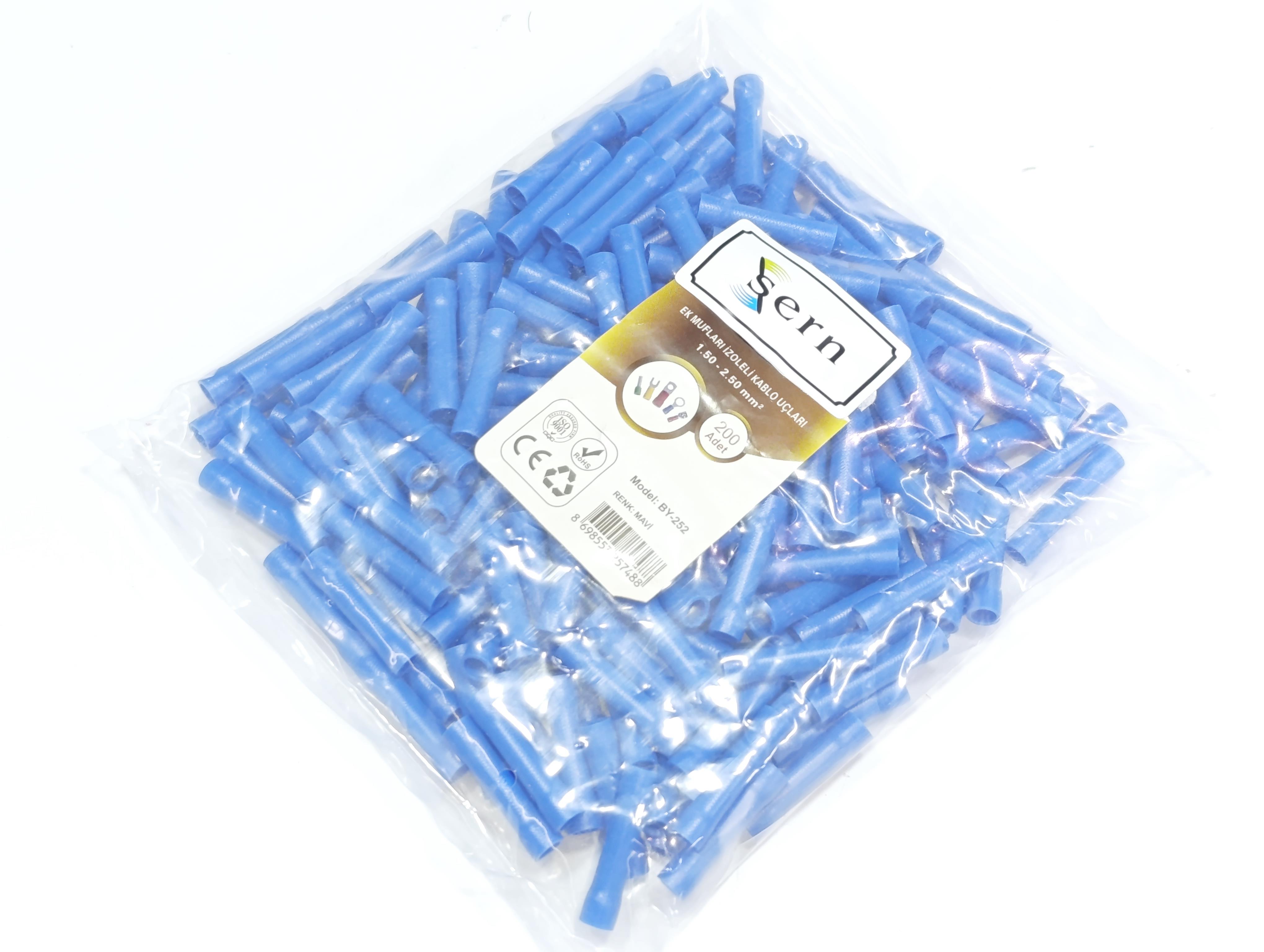  08.Insulated Cable Ends1.50 x 2.50 mm² Butt Connector Insulated Cable End Terminals Blue Colour – 1 Pack – 200 Pieces1.50 x 2.50 mm² Butt Connector Insulated Cable End Terminals Blue Colour – 1 Pack – 200 Pieces
