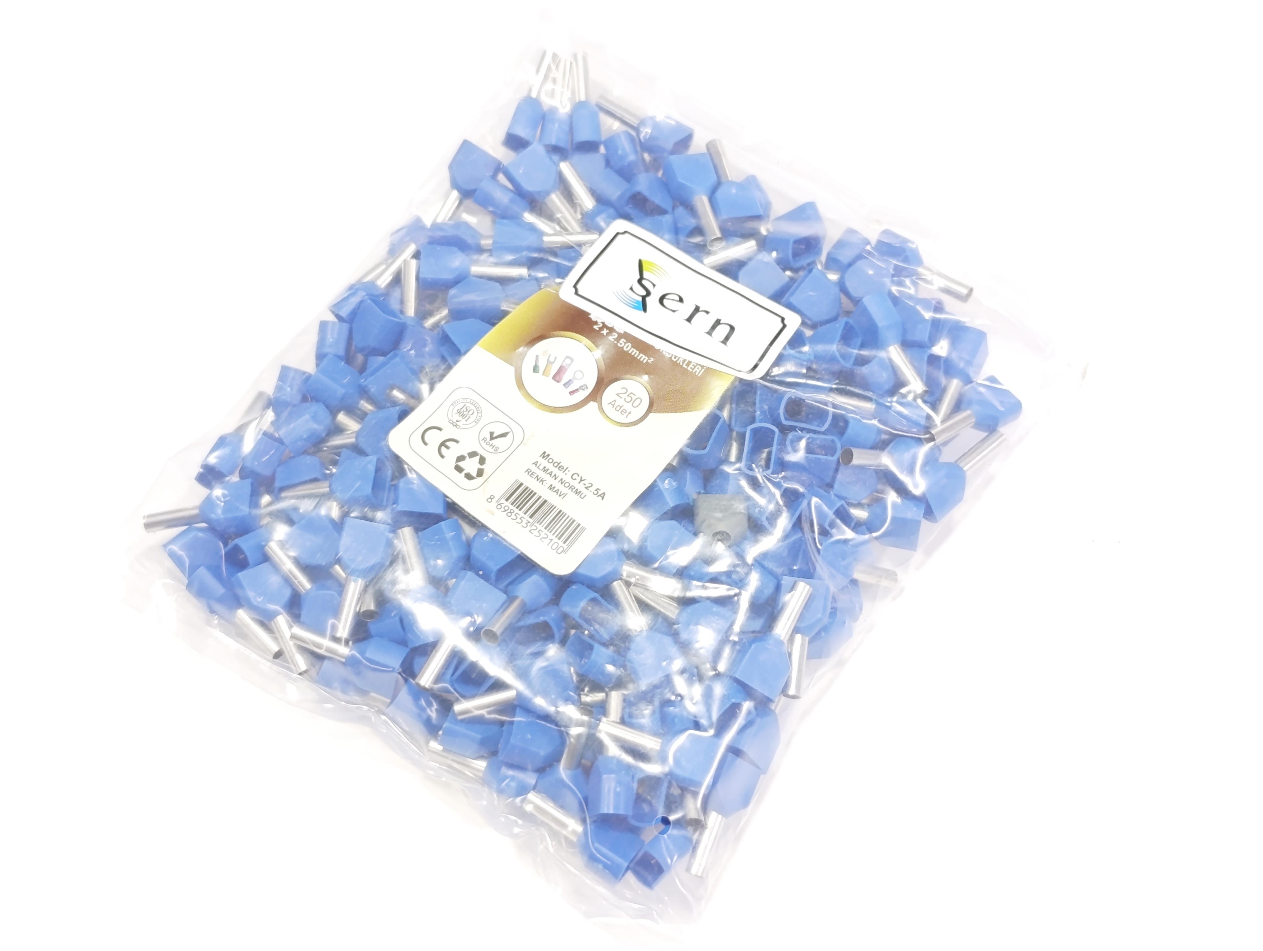 07.Cable Ferrules2.5mm Twin Entry Insulated Wire Ferrules – German Standard – Blue – Pack of 2502.5mm Twin Entry Insulated Wire Ferrules – German Standard – Blue – Pack of 250
