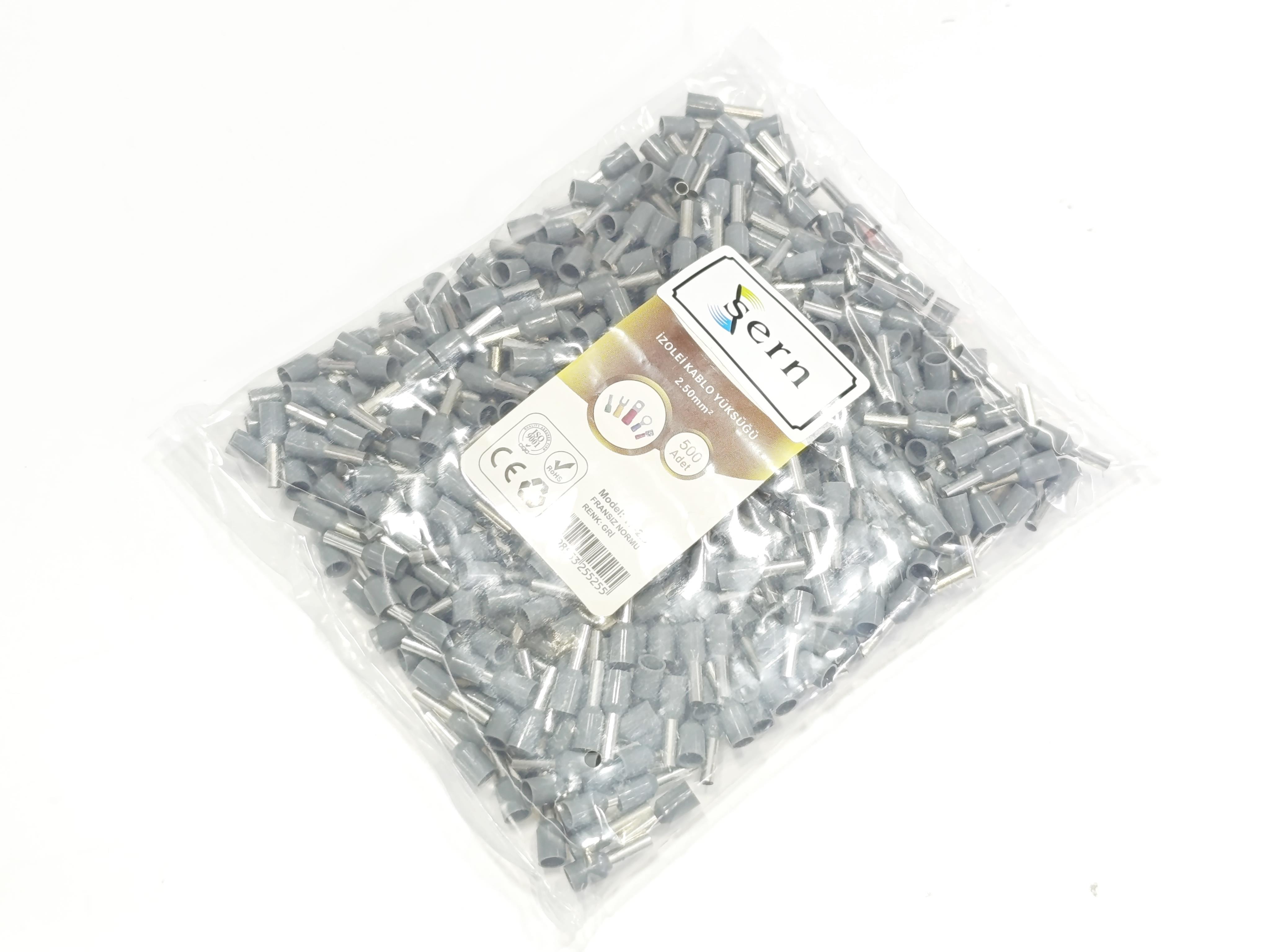 07.Cable Ferrules2.5mm Insulated Single Wire Ferrules – French Standard – Grey – Pack of 5002.5mm Insulated Single Wire Ferrules – French Standard – Grey – Pack of 500