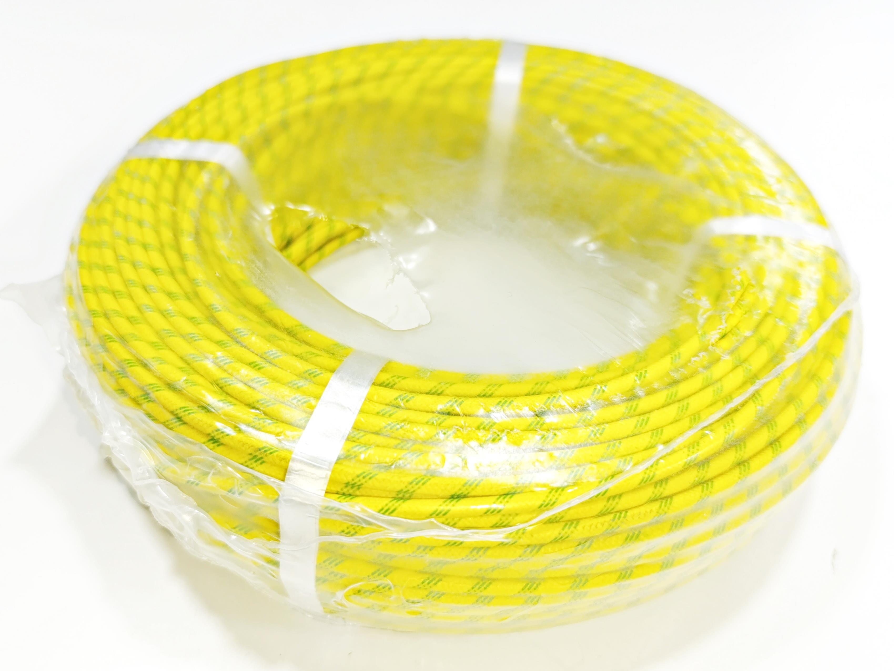 2,5mm Çok Telli Silikon İzolasyonlu Cam Elyaf Örgü Kablo SARI Renk -60/+180°C