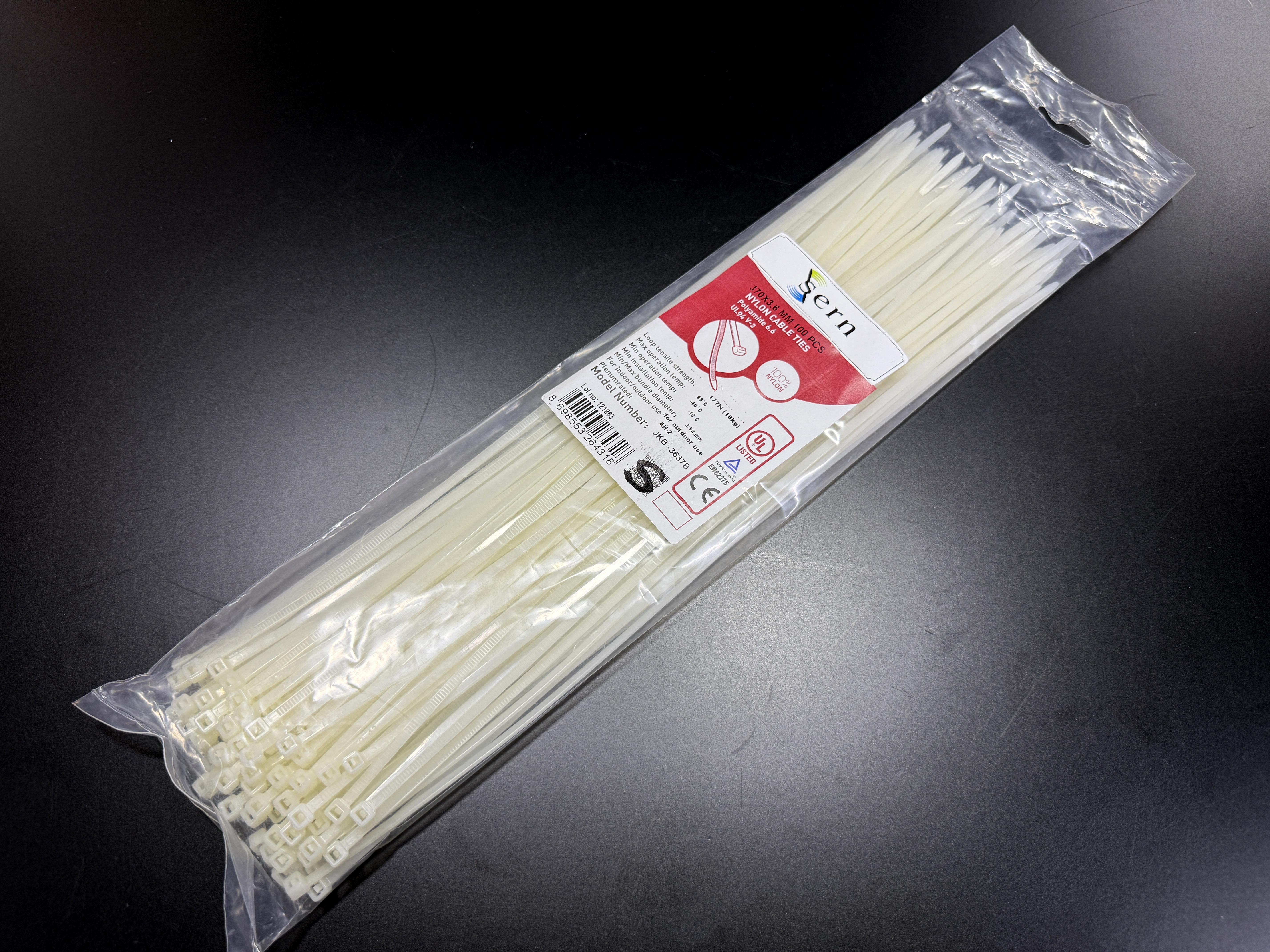 06. Cable Ties and Accessories37cm Standard White Cable Ties – 3.6mm Width Extra-Long Plastic Zip Ties – Pack of 10037cm Standard Black Cable Ties – 3.6mm Width Extra-Long Plastic Zip Ties – Pack of 100