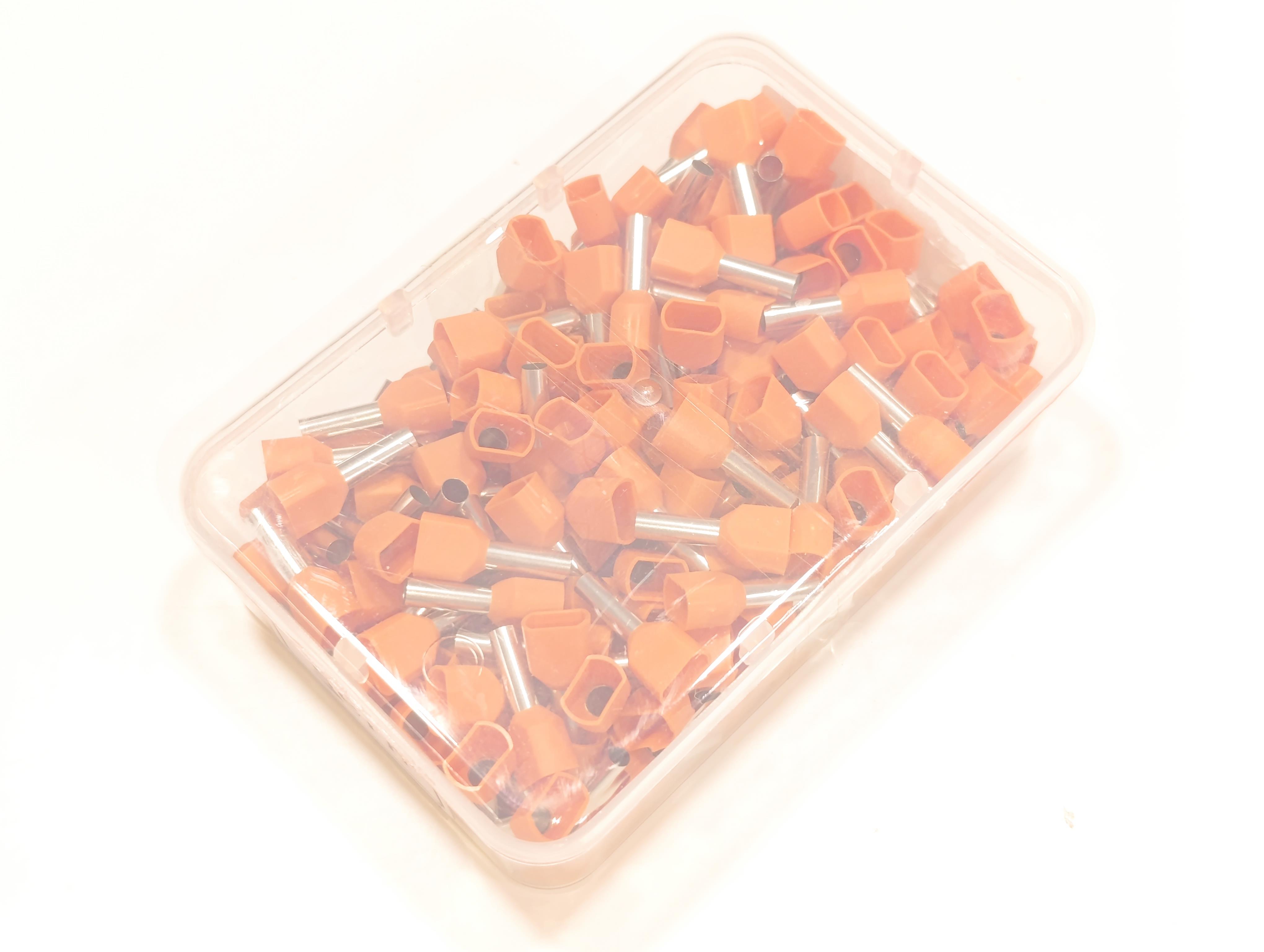 07.Cable Ferrules4mm Twin Entry Insulated Wire Ferrules – French Standard – Orange – Pack of 2004mm Twin Entry Insulated Wire Ferrules – French Standard – Orange – Pack of 200