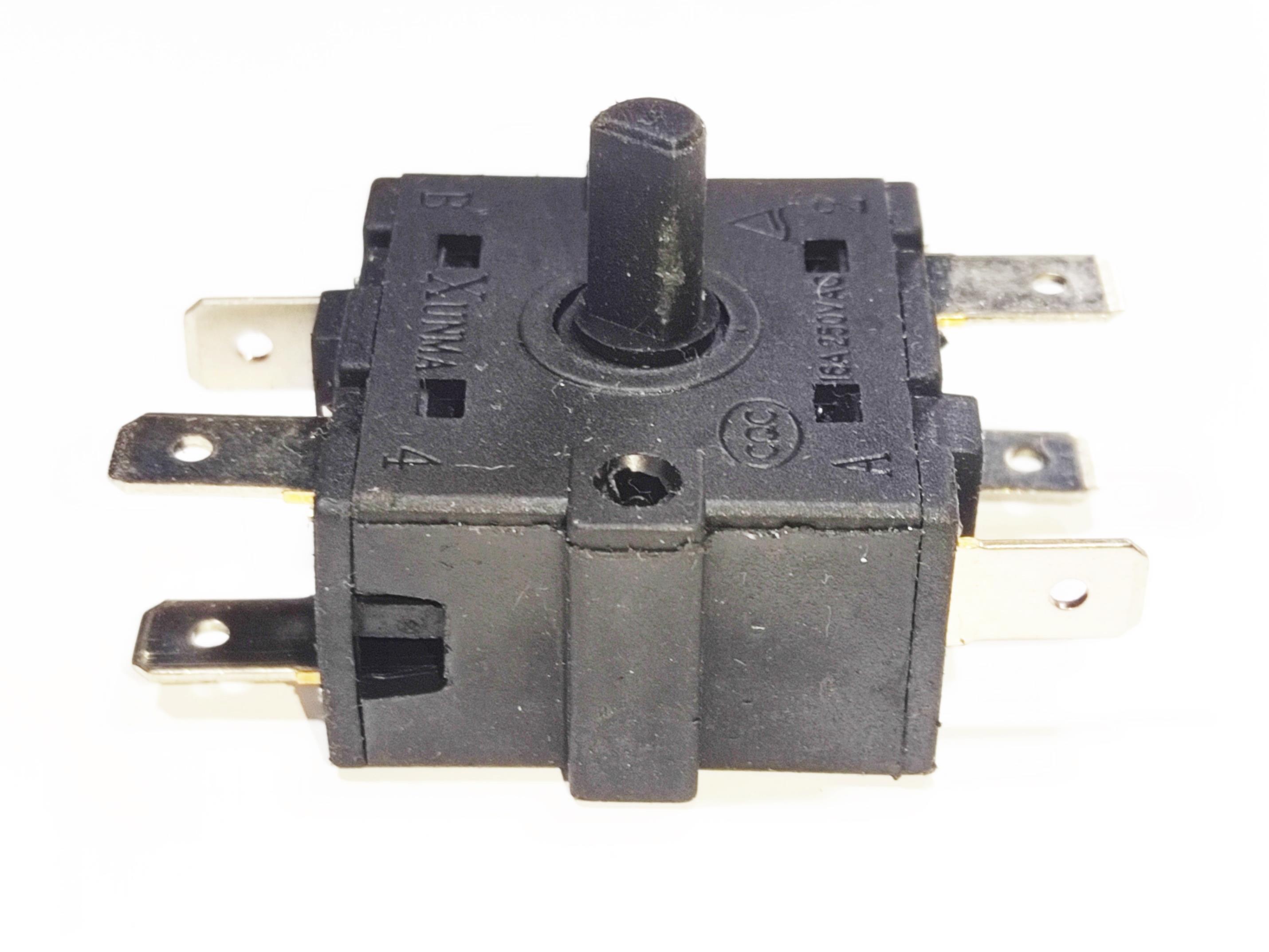 6-Socket Rotary Cooker Switch Commutator 230V Black