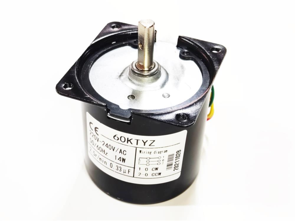 60KTYZ Synchronous Motor – 14W 2.5RPM – Reversible AC Gear Motor 220-240V for Rotisserie, Incubators, Fryers, Ice Makers