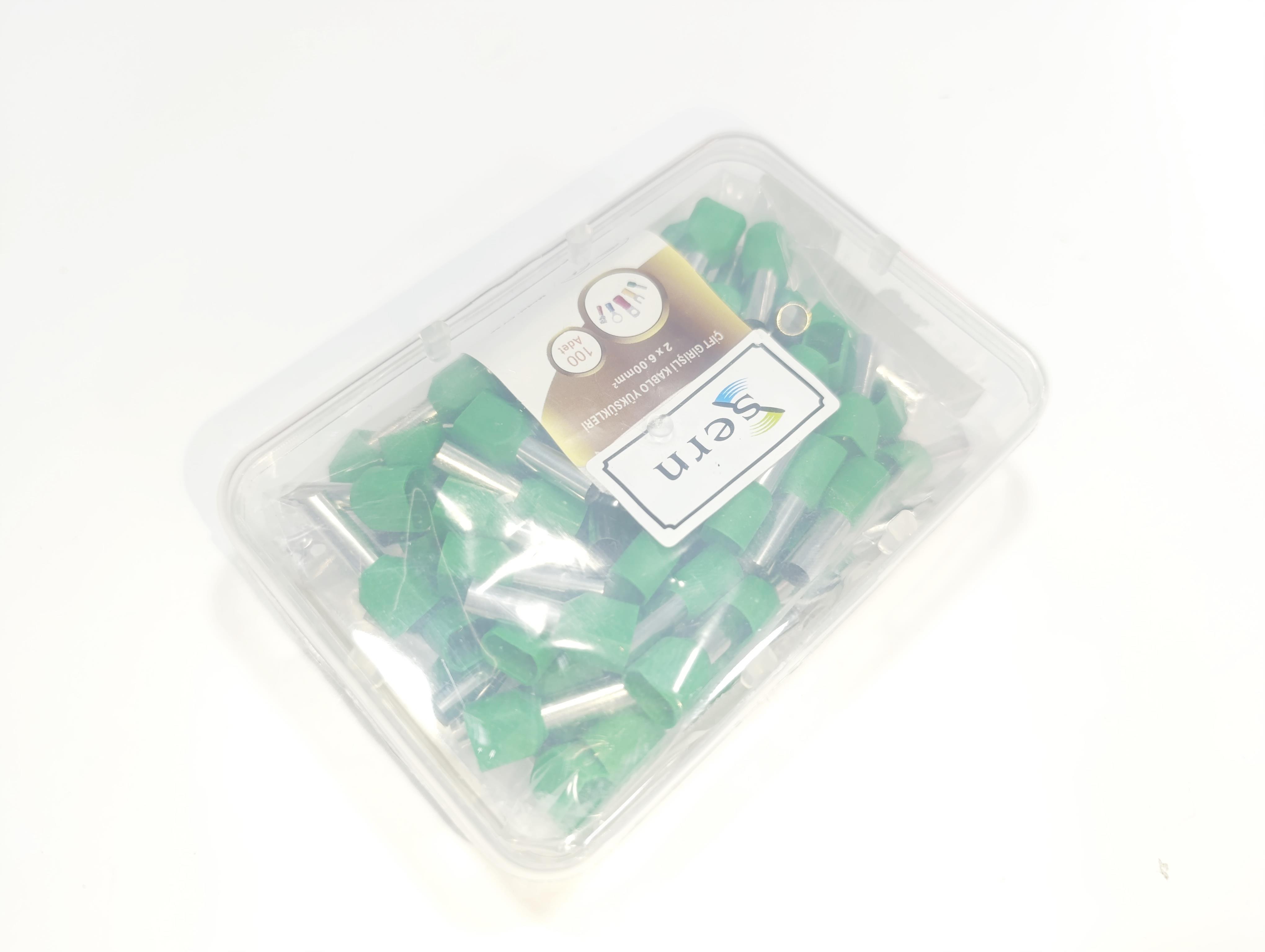 07.Cable Ferrules6mm Twin Entry Insulated Wire Ferrules – French Standard – Green – Pack of 1006mm Twin Entry Insulated Wire Ferrules – French Standard – Green – Pack of 100
