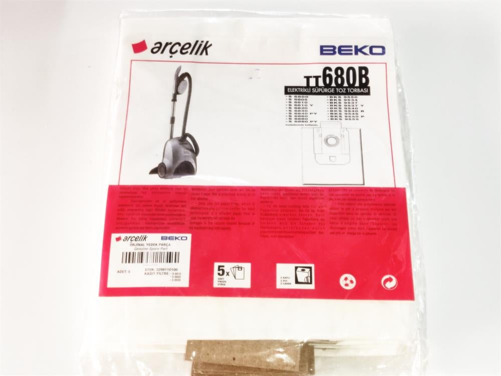 Paper Dust Bag (Pack of 5) Compatible with Arçelik Beko TT680B Model