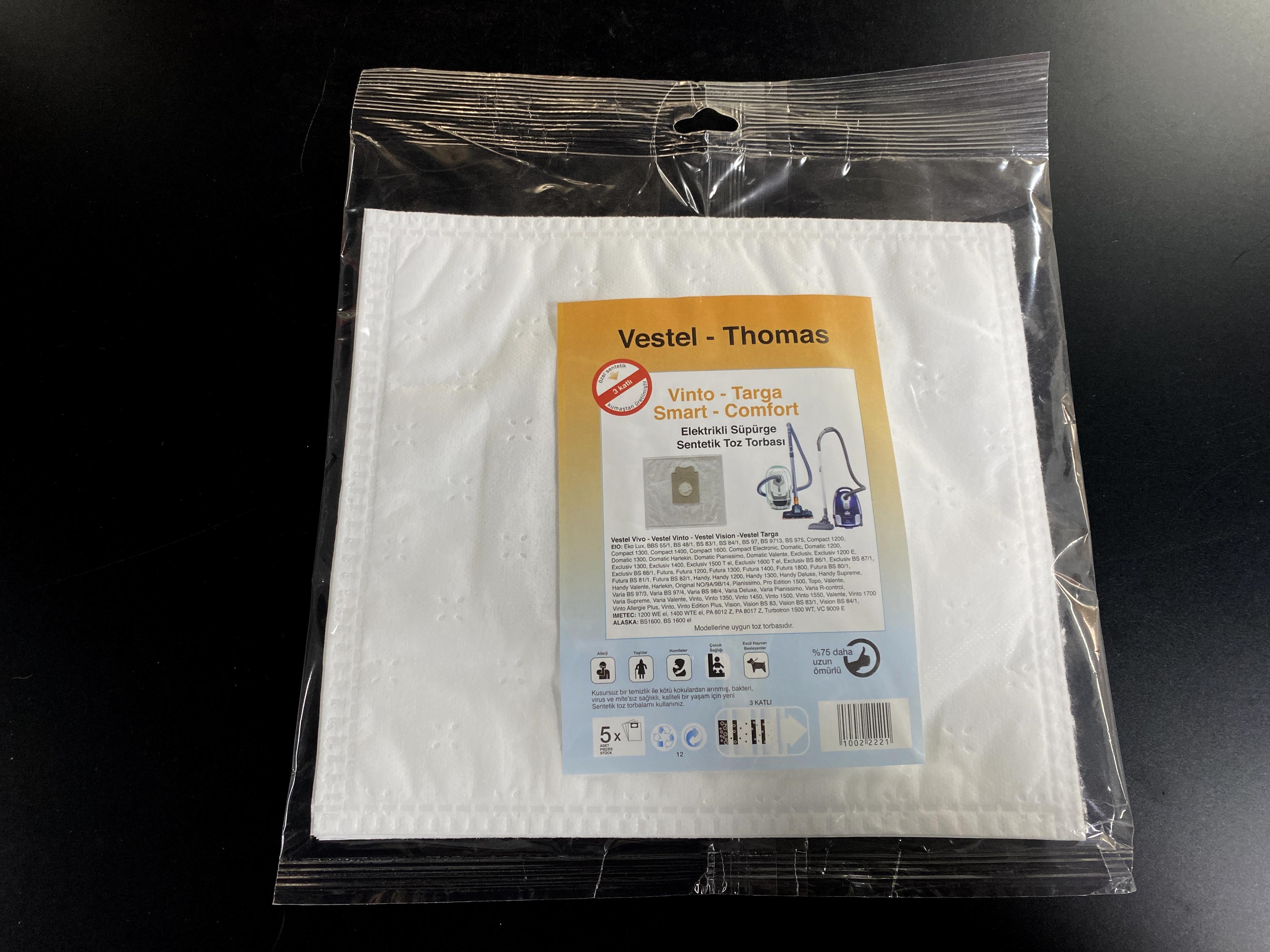 02.Vacuum Cleaner SMS BagsCompatible SMS Synthetic Vacuum Cleaner Dust Bags for Vestel Vinto Model (5-Pack)Compatible SMS Synthetic Vacuum Cleaner Dust Bags for Vestel Vinto Model (5-Pack)