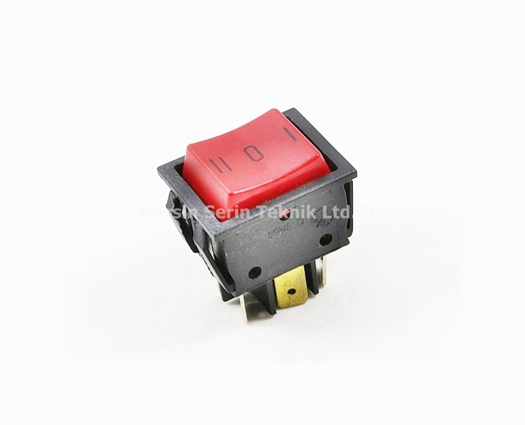 Wide Single Non-Illuminated On/Off/On Switch Power Strip with Socket, Red, 230V 16A, 6-Socket Extension