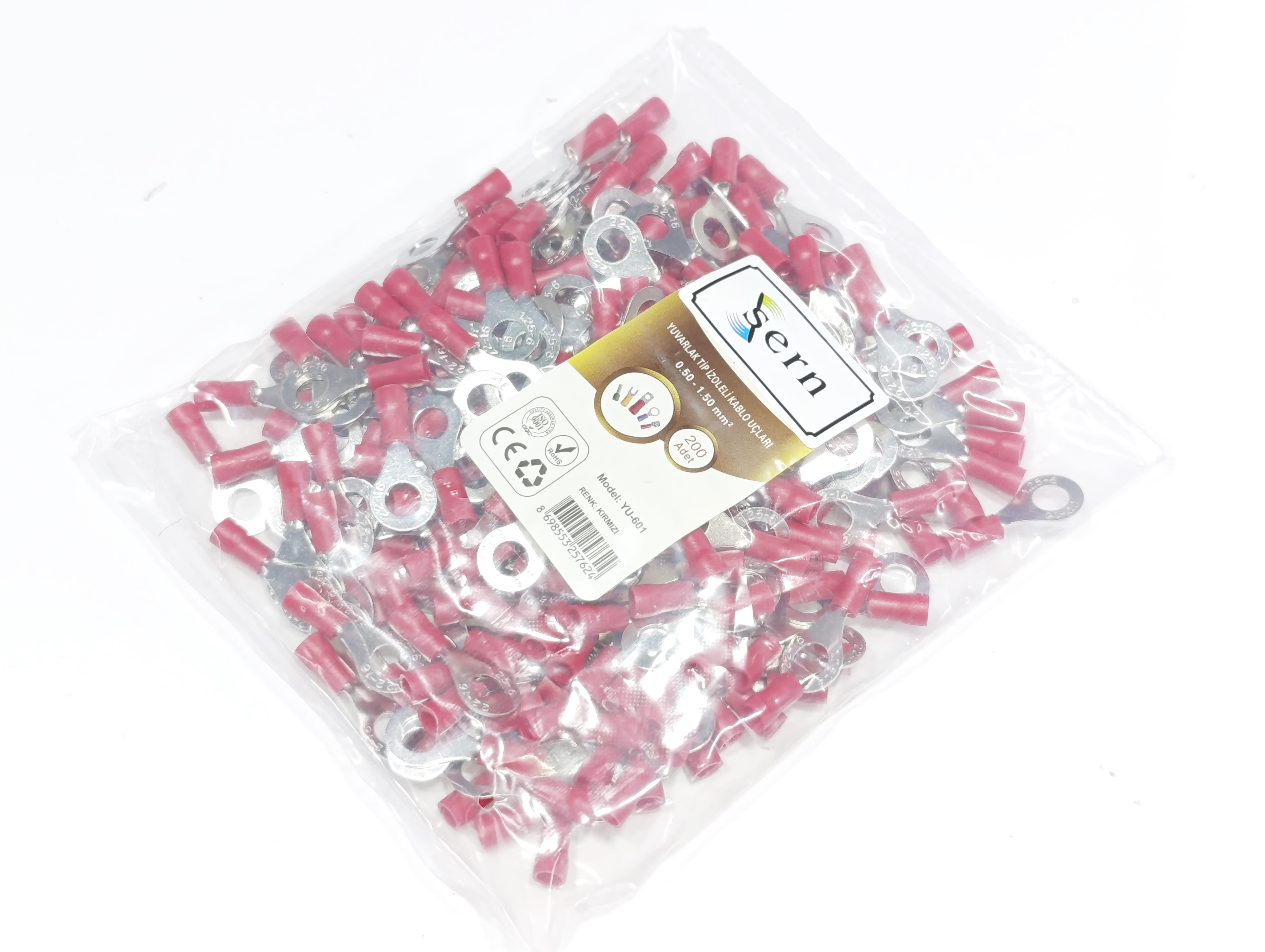  08.Insulated Cable EndsM6 (0.50 x 1.50 mm²) Round Type Insulated Cable End Terminals Red Colour – 1 Pack – 200 PiecesM6 (0.50 x 1.50 mm²) Round Type Insulated Cable End Terminals Red Colour – 1 Pack – 200 Pieces