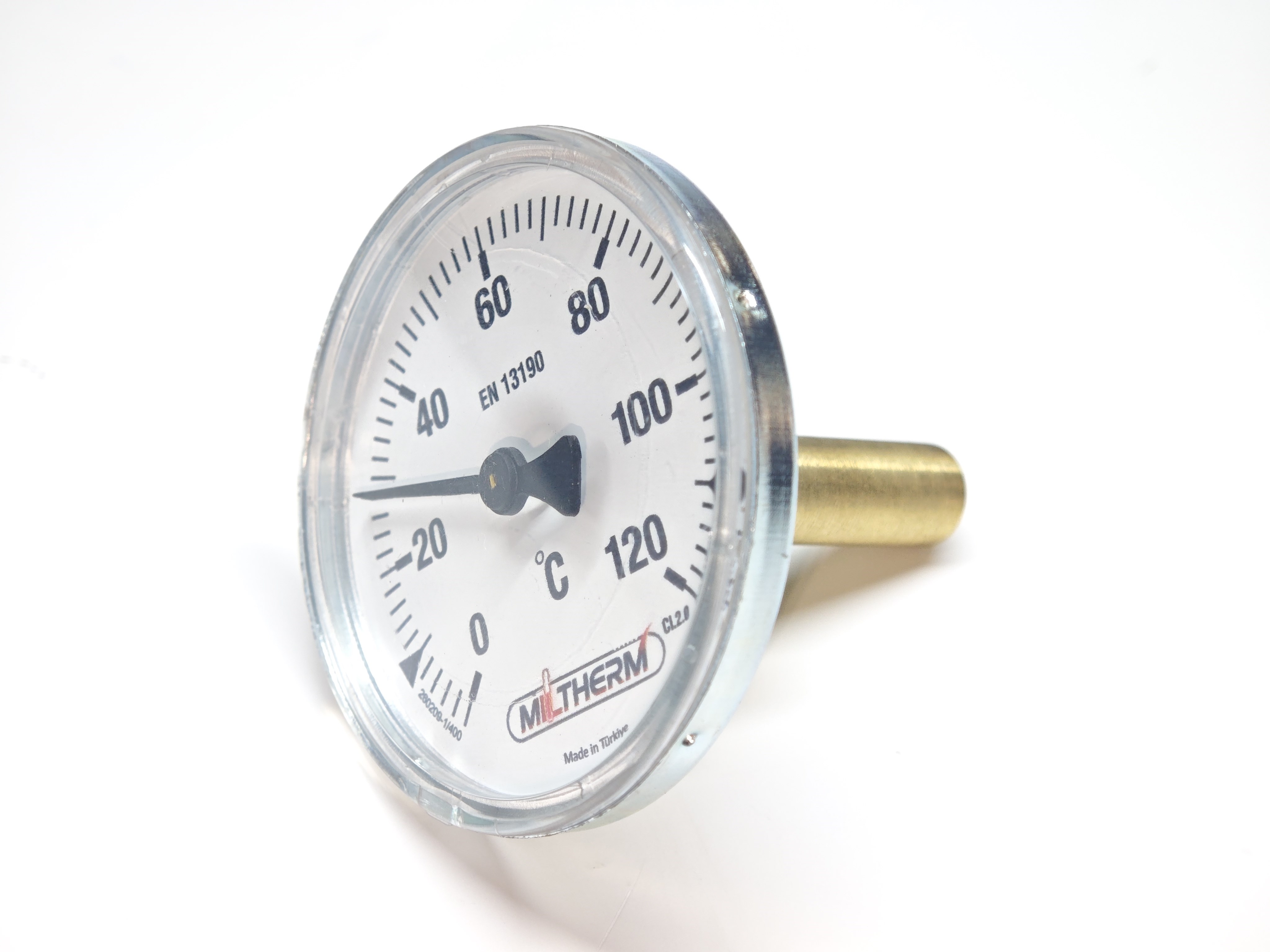 03.Indicators & NipplesMILTHERM Bi-Metal Thermometer 0-120°C Ø63mm 50mm Rear Connection G1/2
