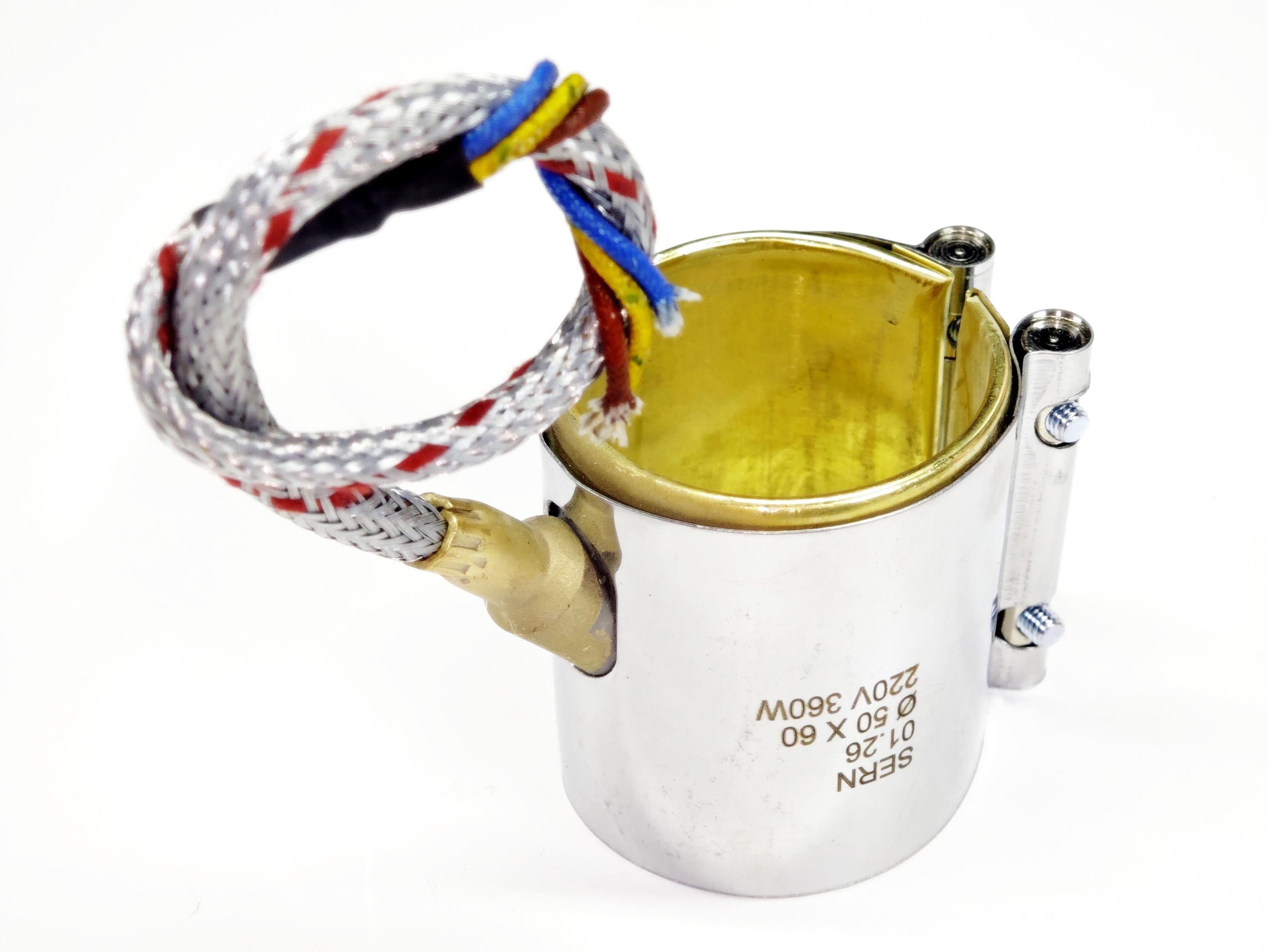 03.Clamp Nozzle Heating ElementsNozzle Brass Heater Heating Element 50mm Diameter - 60mm Length - 360W - 220V Metal ArmoredNozzle Brass Heater Heating Element 50mm Diameter - 60mm Length - 360W - 220V Metal Armored