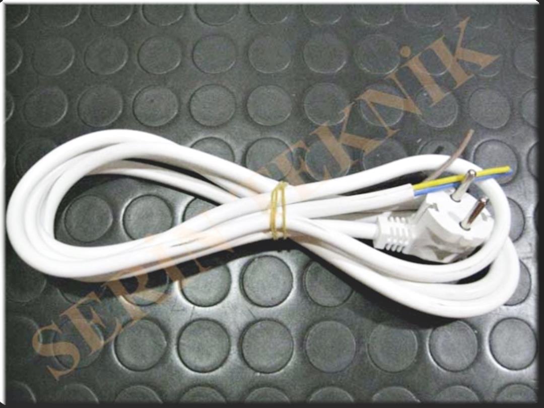 Semaver, Tost Makinesi,Fritöz ve Fırın Enerji Kablosu 2,5mt 3x1,5mm Beyaz