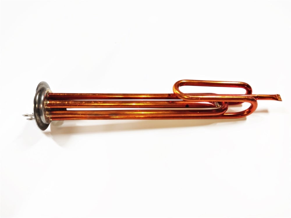 Copper Water Heater Element with Round Flange and Threaded Socket 1300+700W 230V
