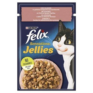 Felix Pouch Sensations Jellies Somon ve Karidesli Yaş Kedi Maması 85 Gr