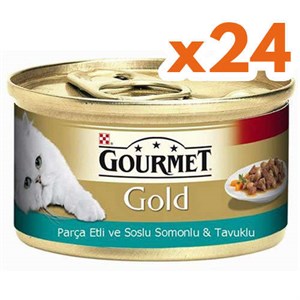 Purina Gourmet Gold Somonlu & Tavuk Etli Konserve Kedi Maması - 85 Gr X 24 Adet